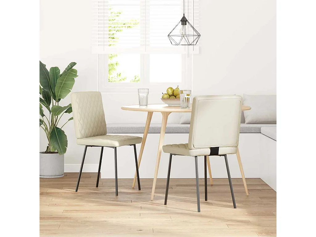 Cadeiras de jantar 2 peças couro artificial cor creme
