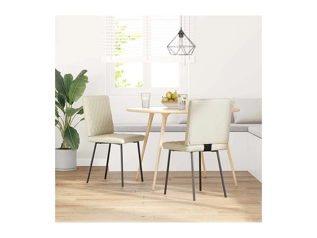 Sillas de comedor 2 unidades cuero sintético crema