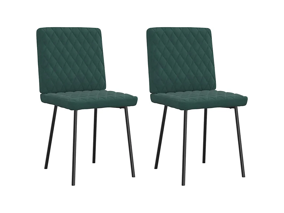 Chaises à manger lot de 2 Vert foncé Velours