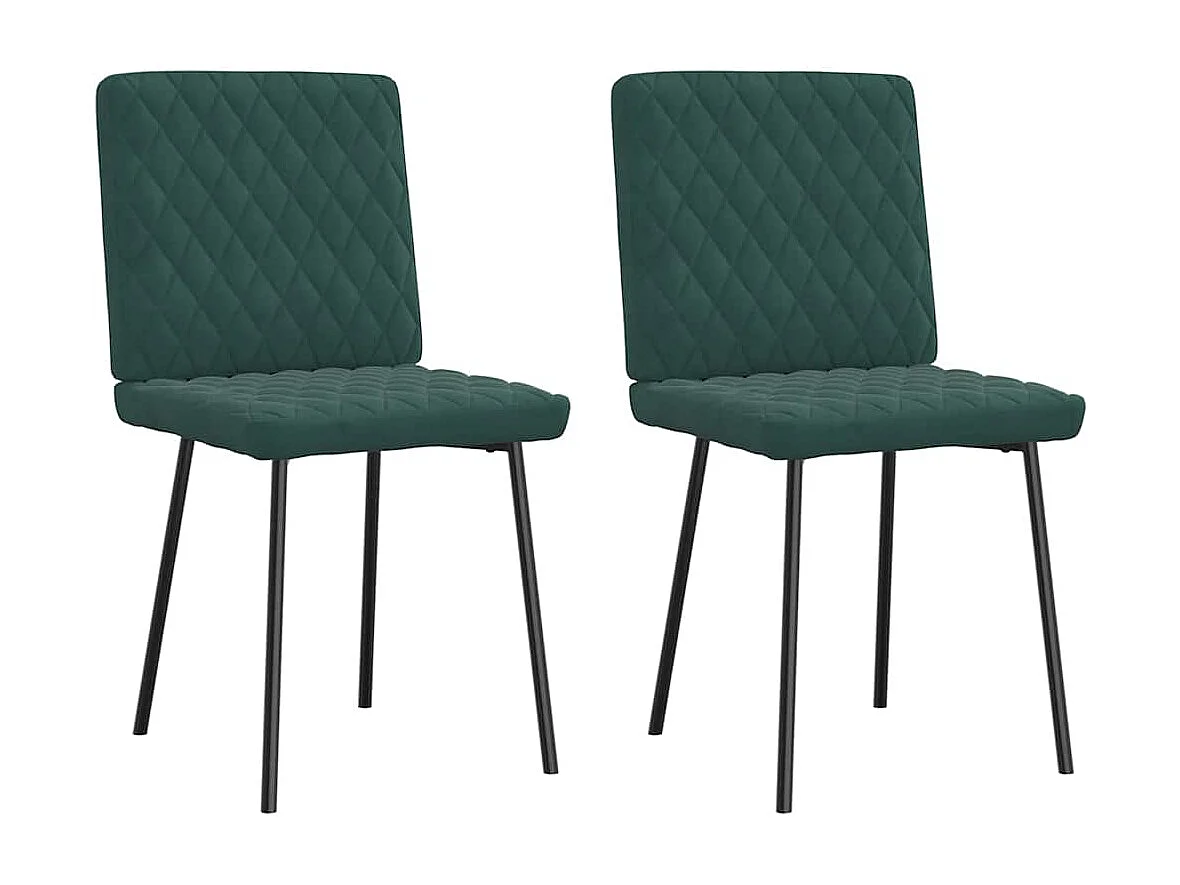 Chaises à manger lot de 2 Vert foncé Velours