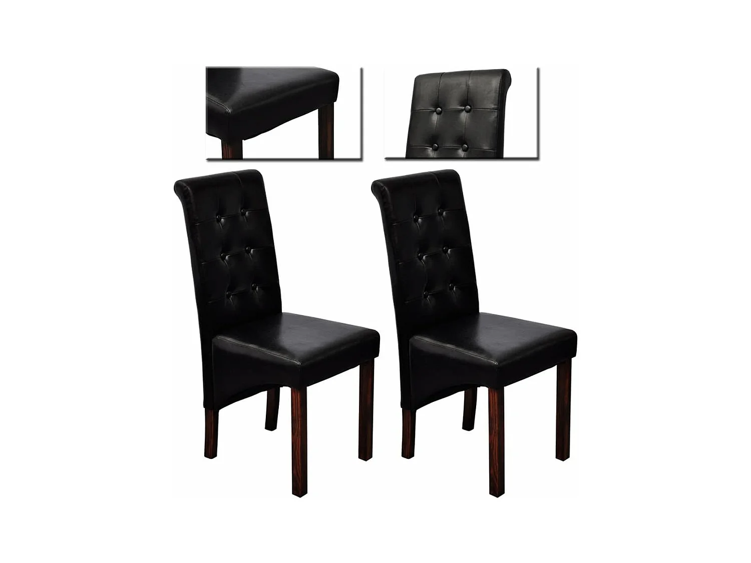 Sillas de comedor 2 unidades cuero sintético negro