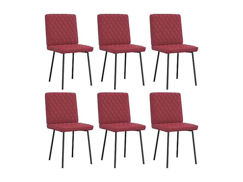 Chaises à manger lot de 6 rouge bordeaux similicuir