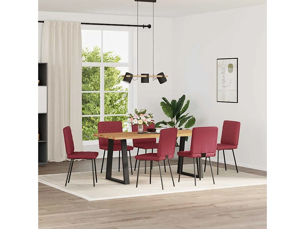 Chaises à manger lot de 6 rouge bordeaux similicuir