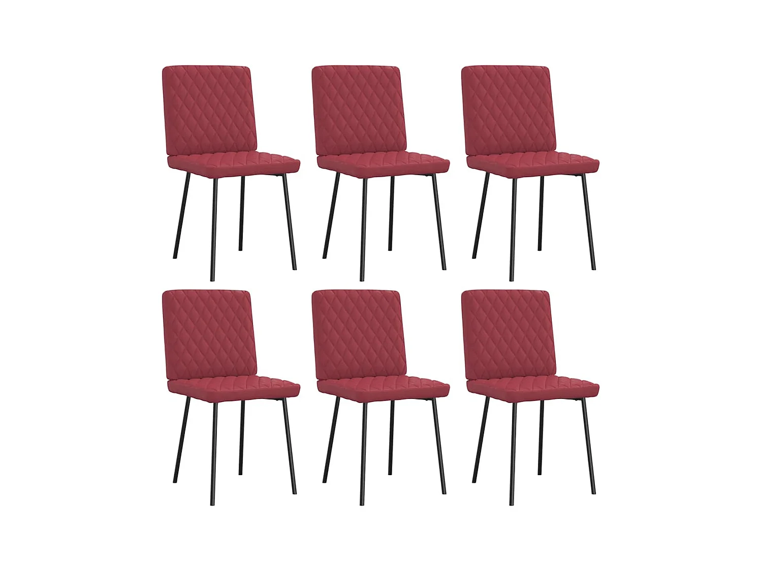 Chaises à manger lot de 6 rouge bordeaux similicuir