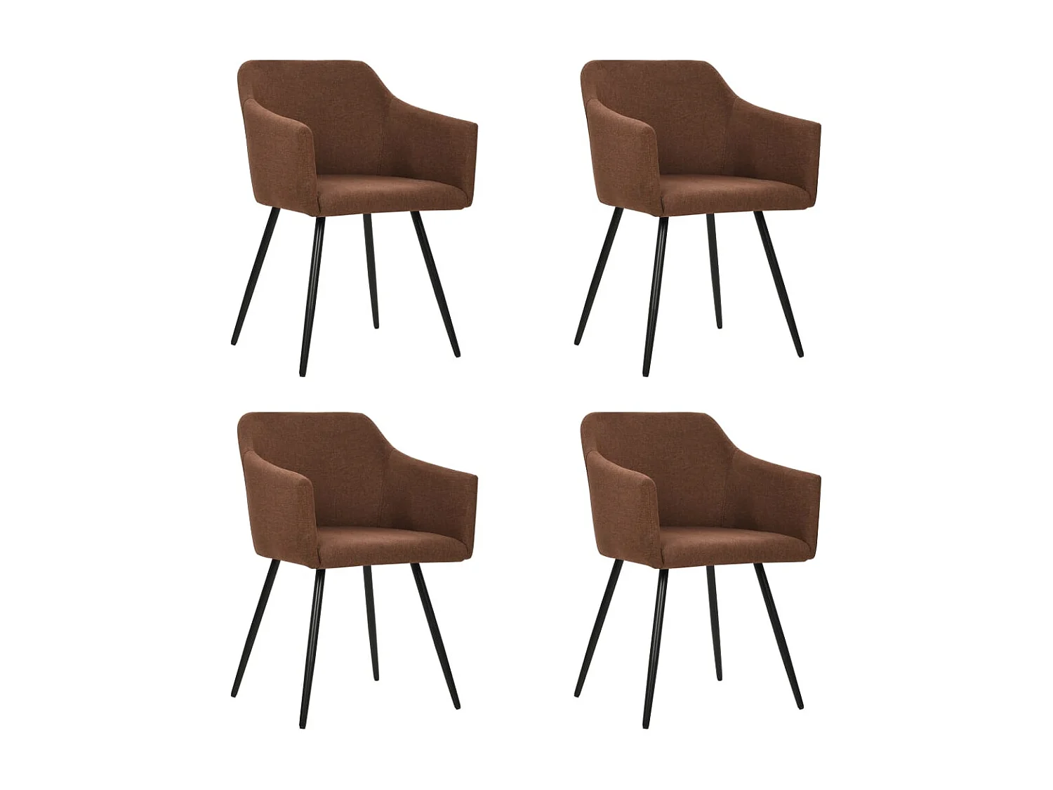 Chaises à manger lot de 4 marron tissu