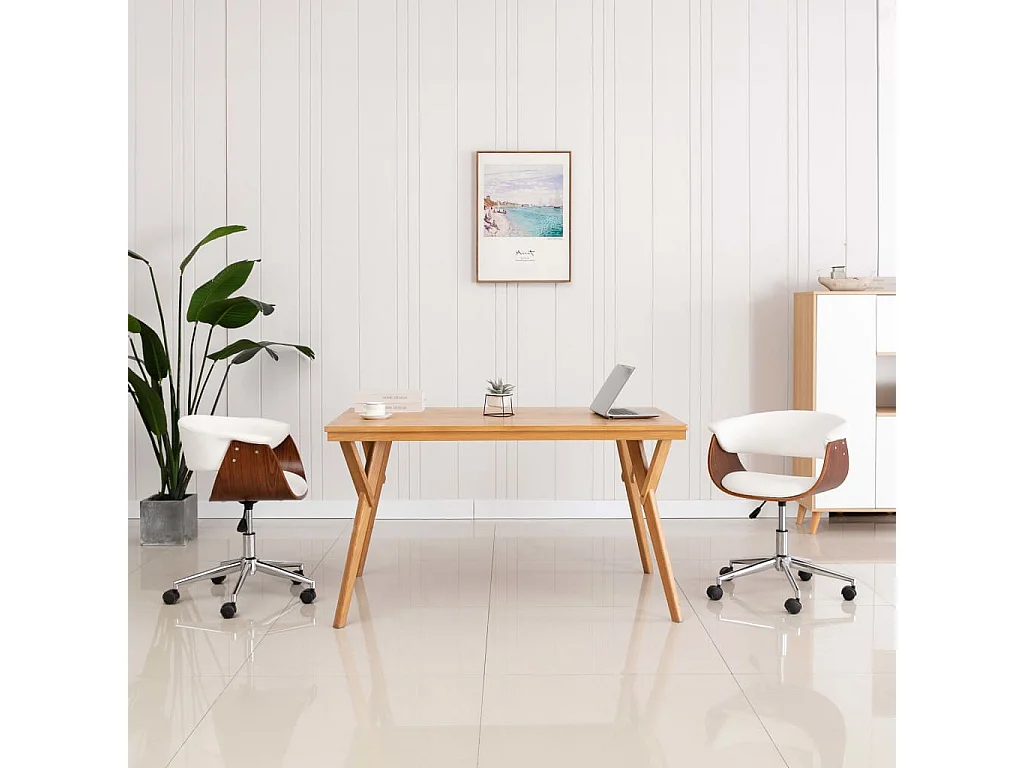 Eetkamerstoelen draaibaar 2 st kunstleer wit