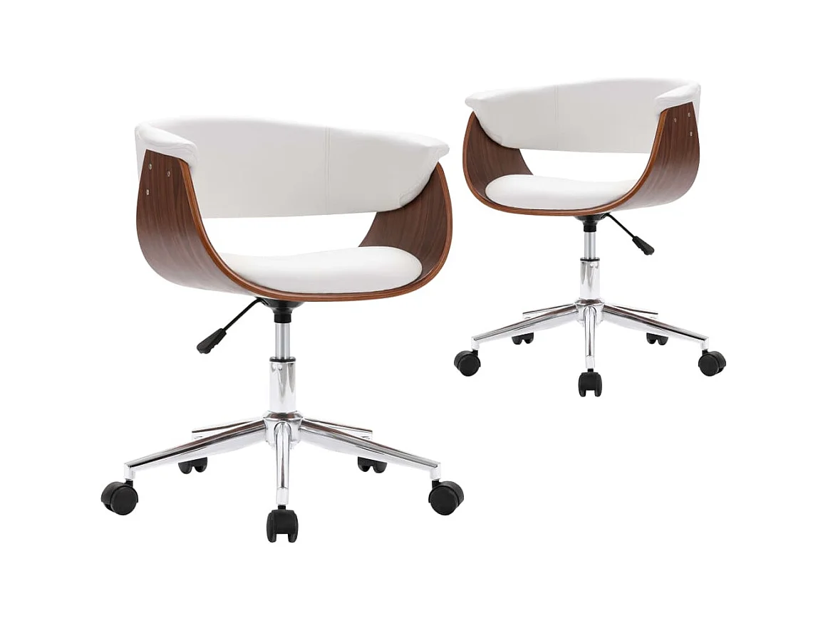 Chaises pivotantes à manger lot de 2 blanc similicuir