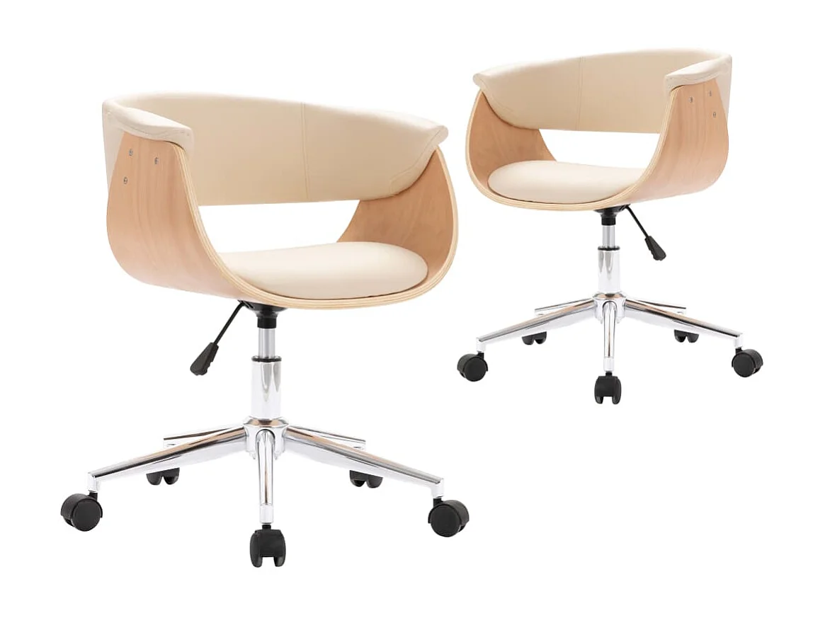 Eetkamerstoelen draaibaar 2 st kunstleer crèmekleurig