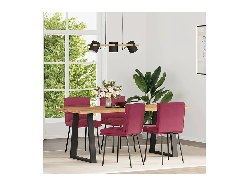 Sillas de comedor 4 unidades terciopelo rojo tinto