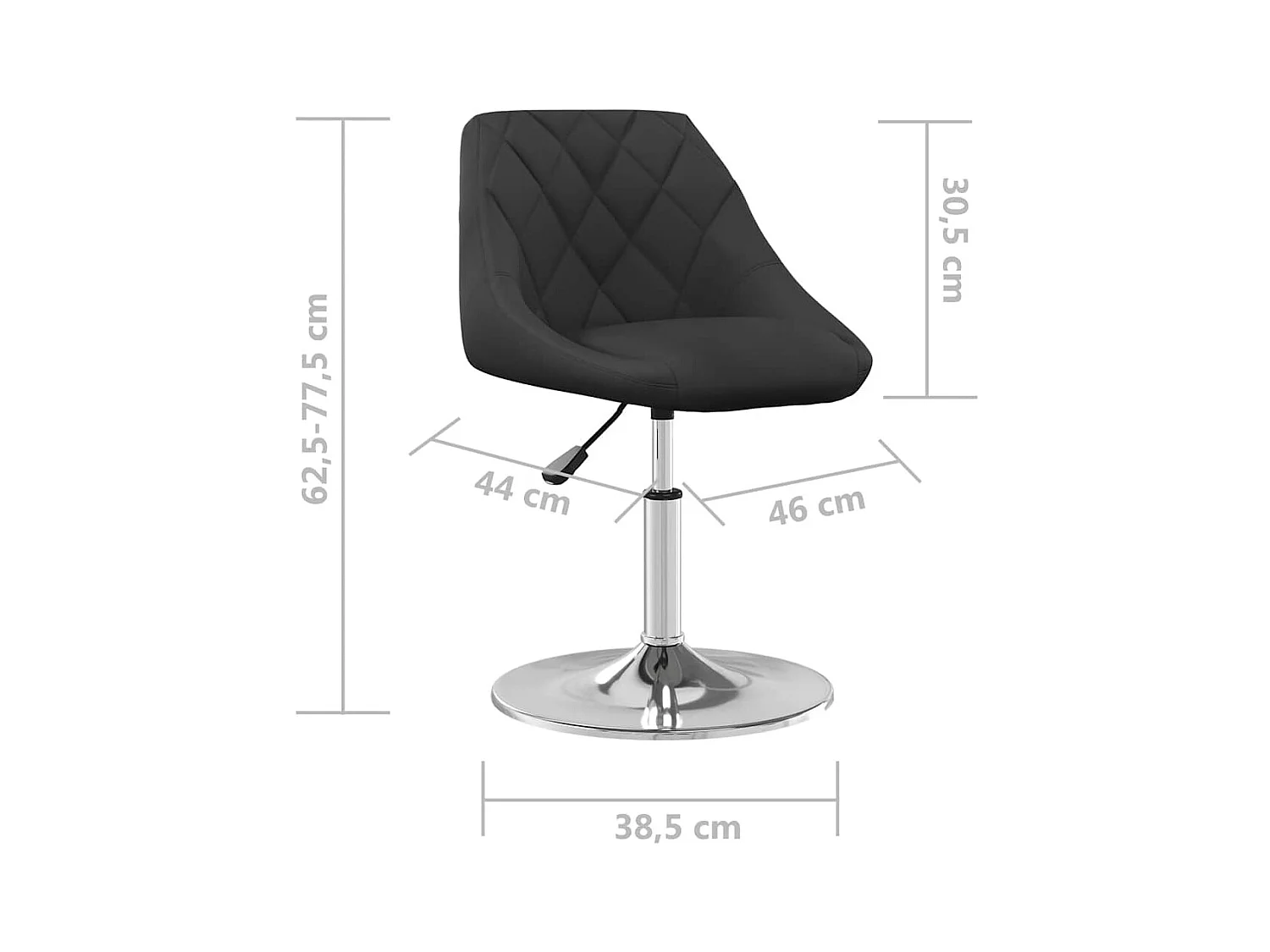 Chaises pivotantes à manger lot de 2 Noir Velours