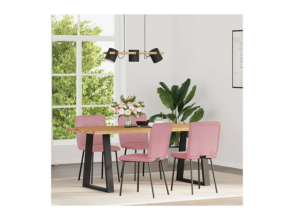 Sillas de comedor 4 unidades terciopelo rosa