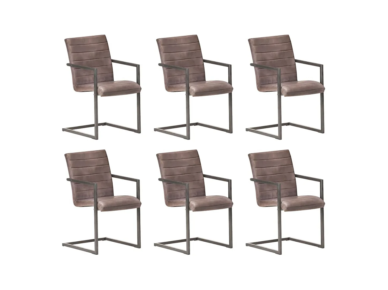 Chaises à manger cantilever lot de 6 marron cuir véritable