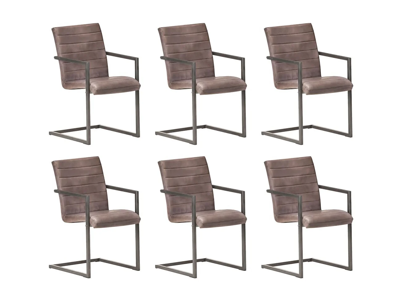 Chaises à manger cantilever lot de 6 marron cuir véritable