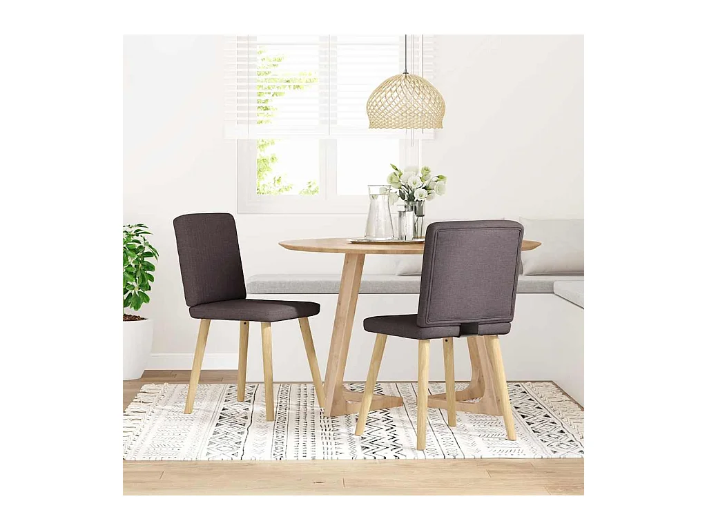 Chaises à manger lot de 2 marron foncé tissu