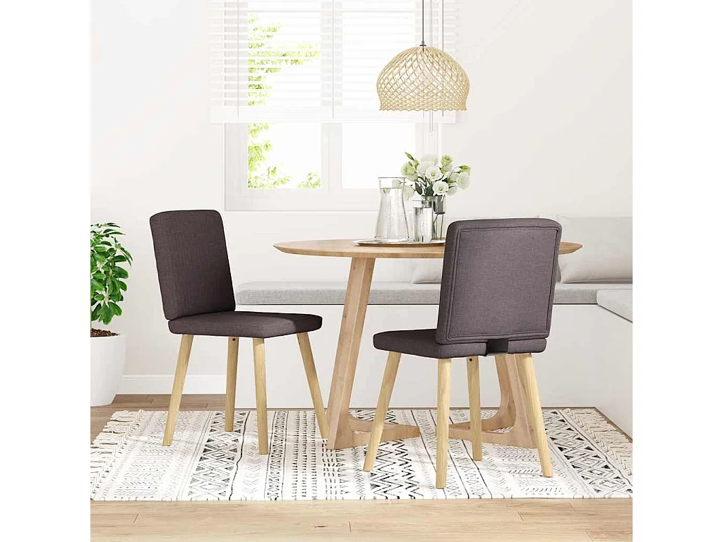 Chaises à manger lot de 2 marron foncé tissu