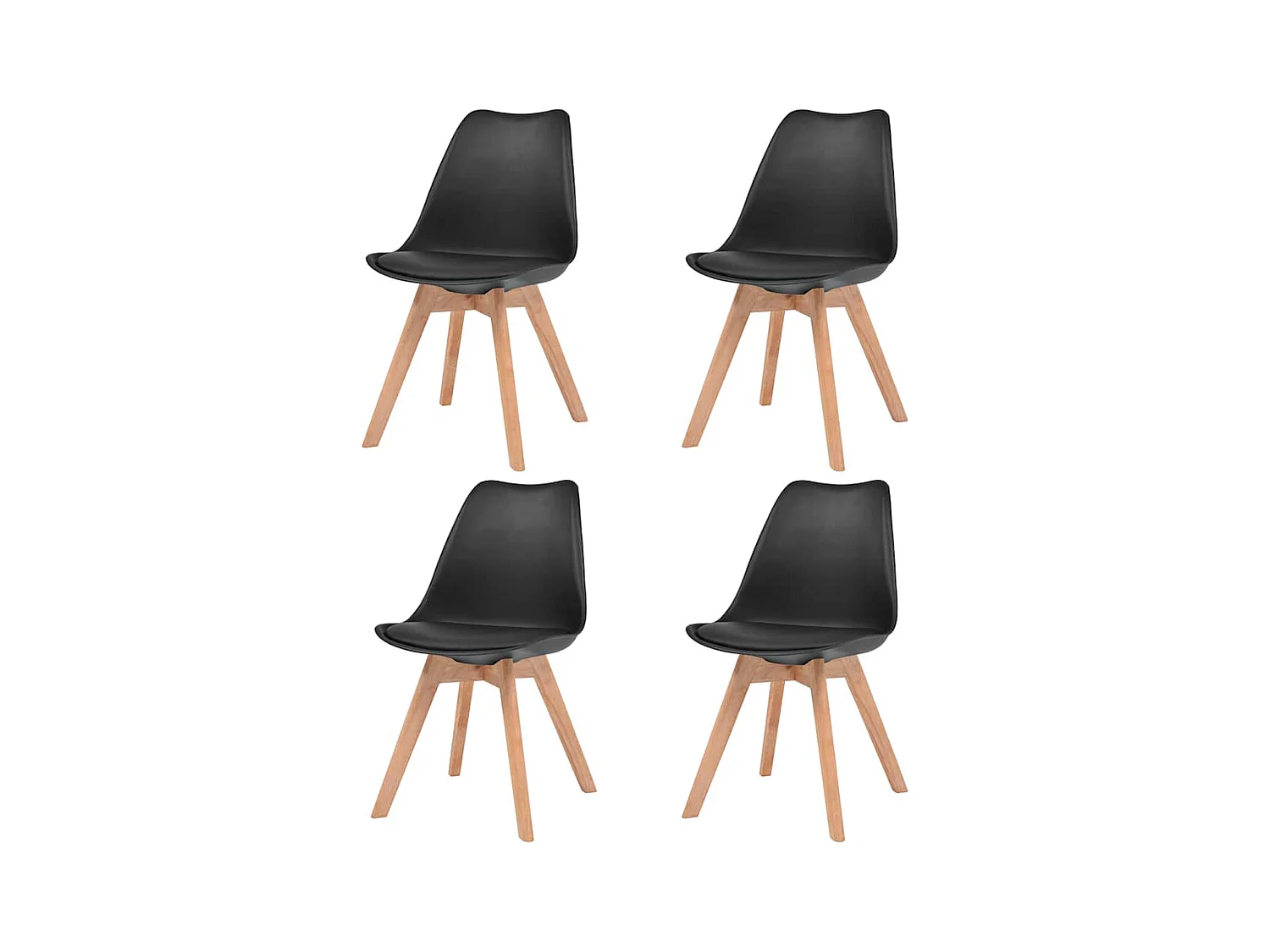 Chaises à manger lot de 4 Noir Plastique