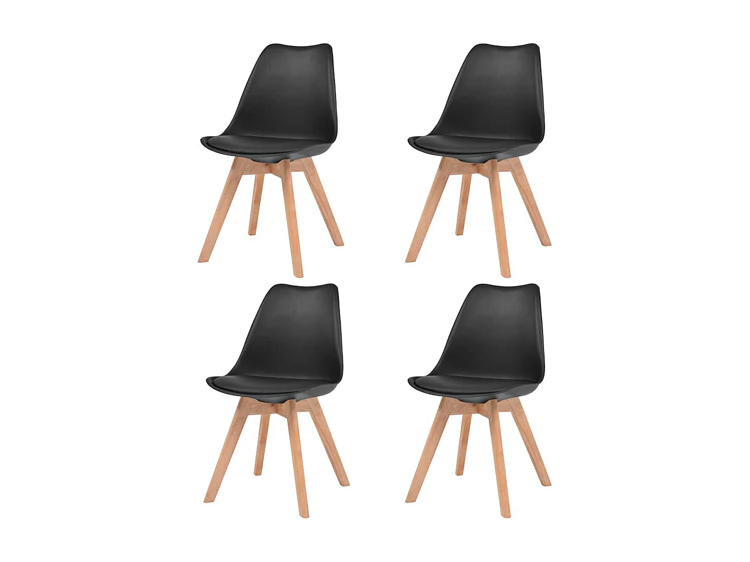 Chaises à manger lot de 4 Noir Plastique