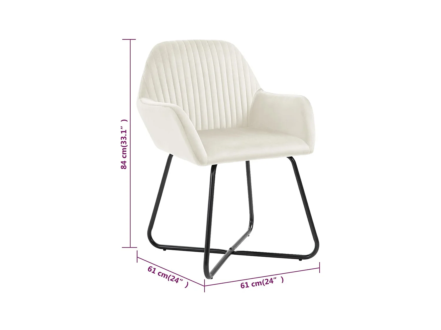 Chaises à manger lot de 2 Crème Velours