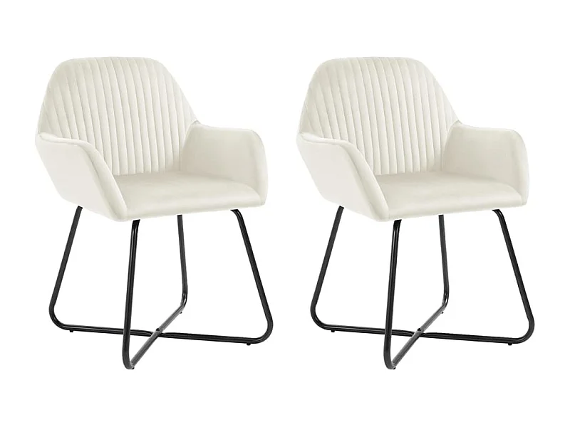 Chaises à manger lot de 2 Crème Velours