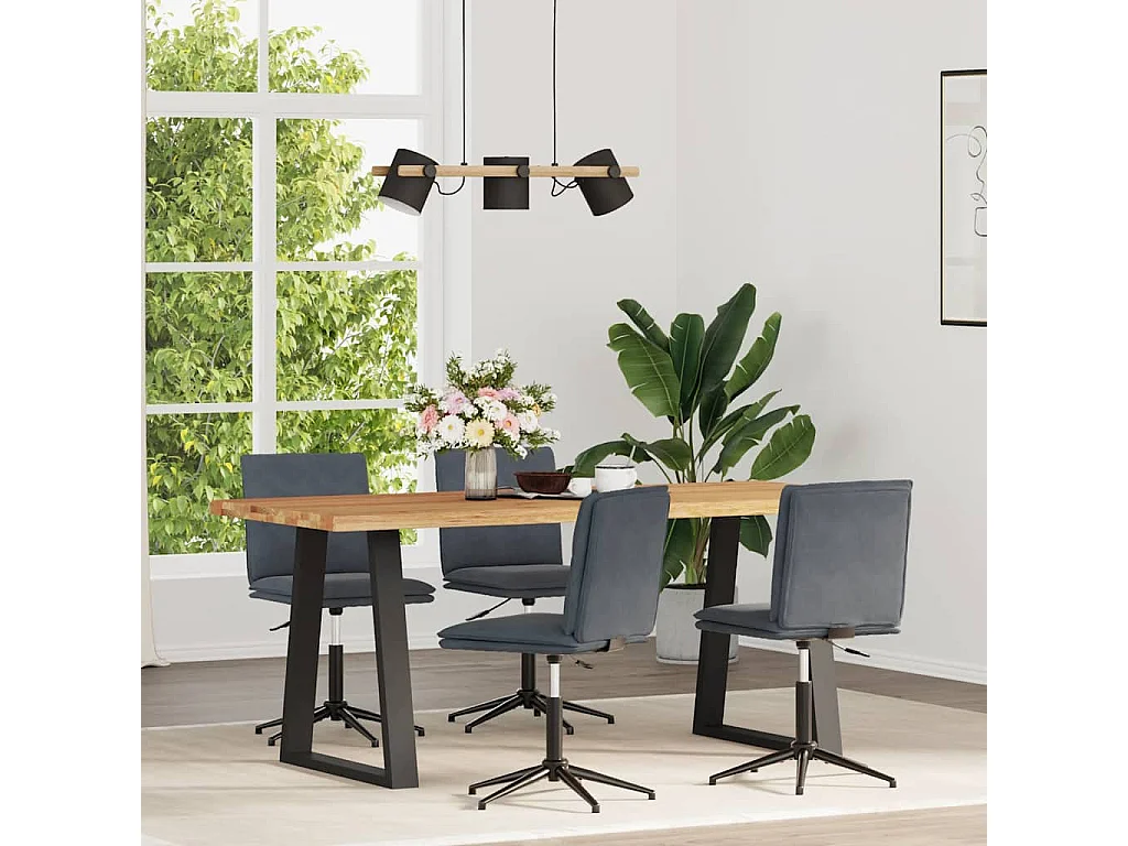 Chaises à manger lot de 4 Gris foncé Velours