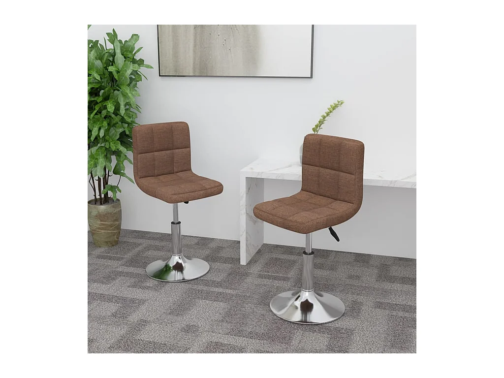 Chaises pivotantes à manger lot de 2 marron tissu
