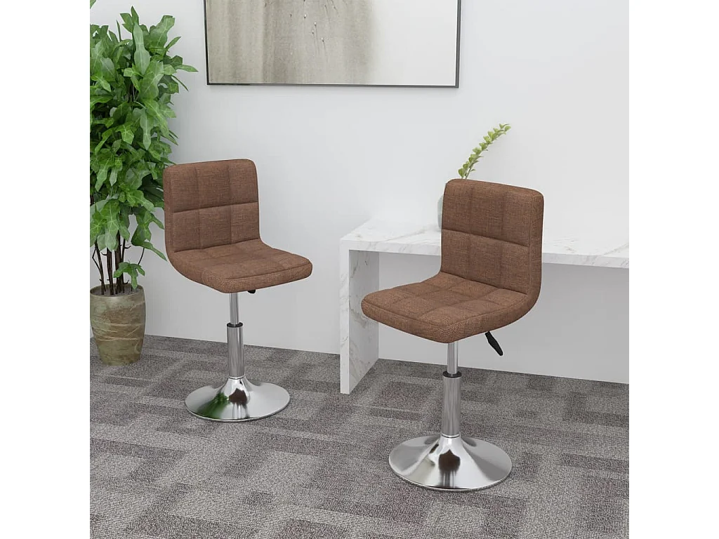Chaises pivotantes à manger lot de 2 marron tissu