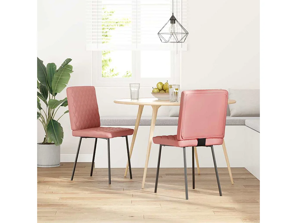 Chaises à manger lot de 2 rose similicuir