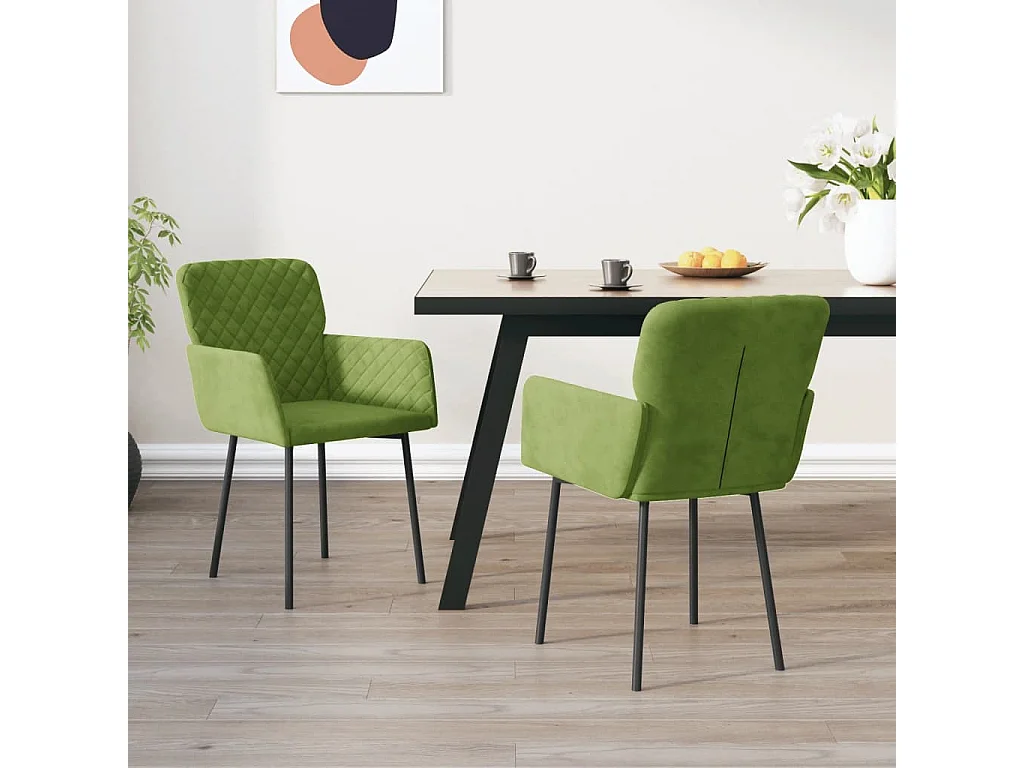 Sillas de comedor 2 unidades terciopelo verde claro