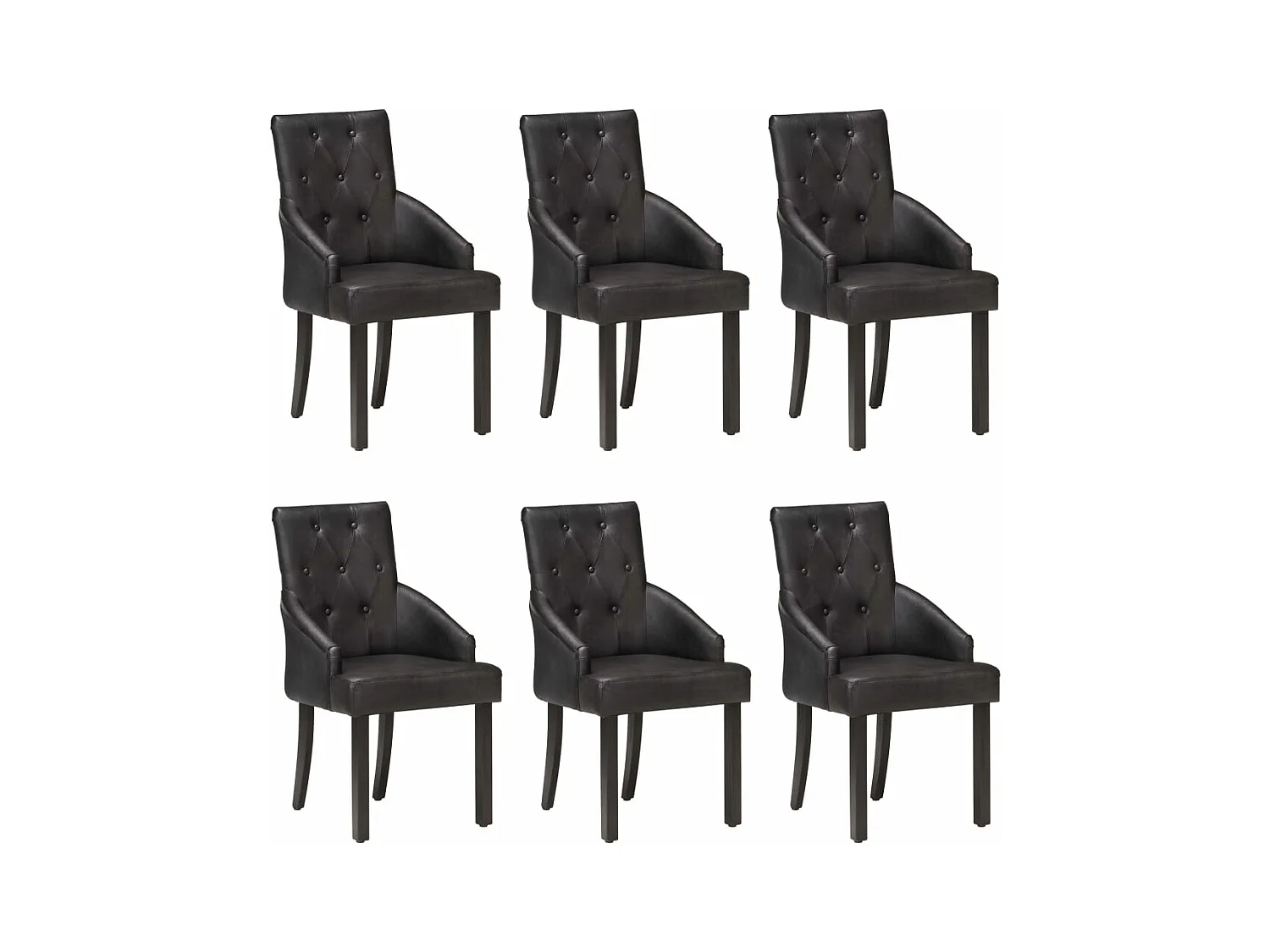 Chaises à manger lot de 6 noir cuir de chèvre véritable