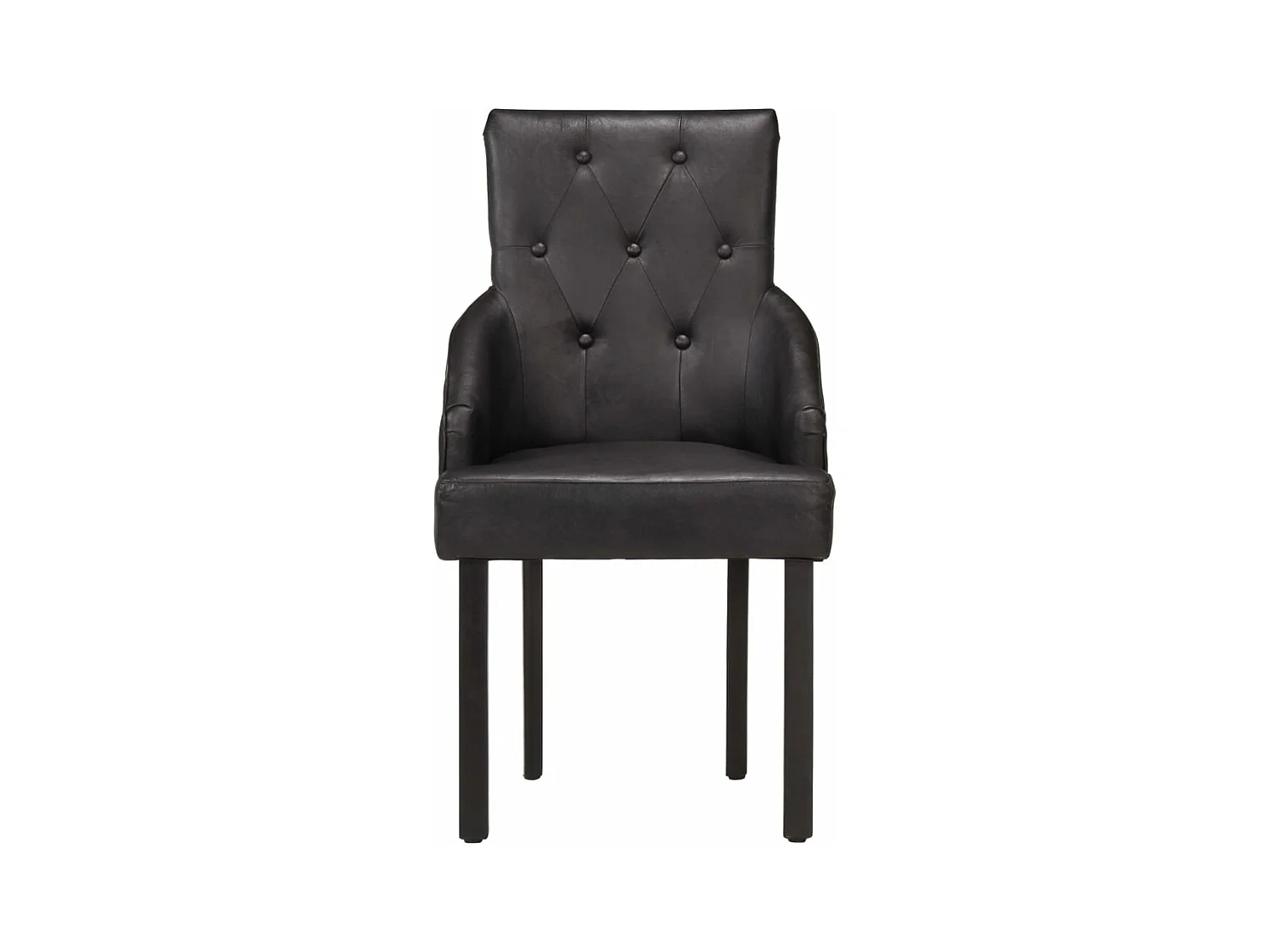 Chaises à manger lot de 6 noir cuir de chèvre véritable