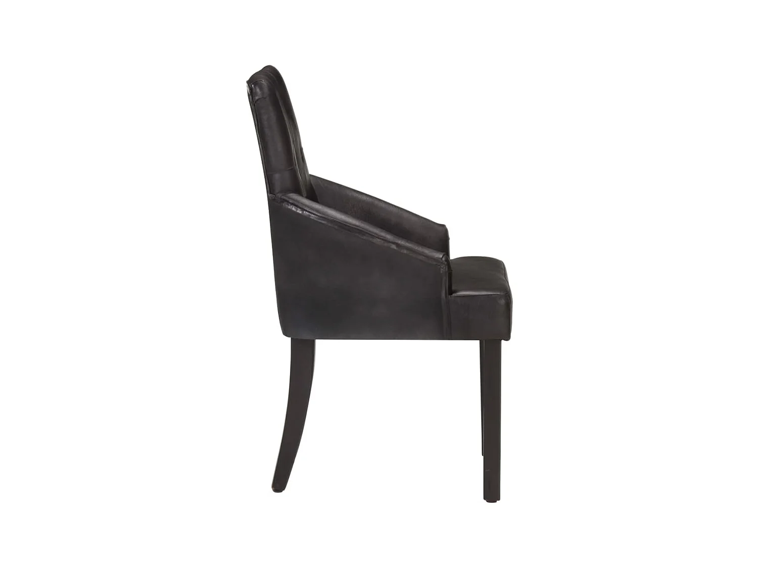 Chaises à manger lot de 6 noir cuir de chèvre véritable