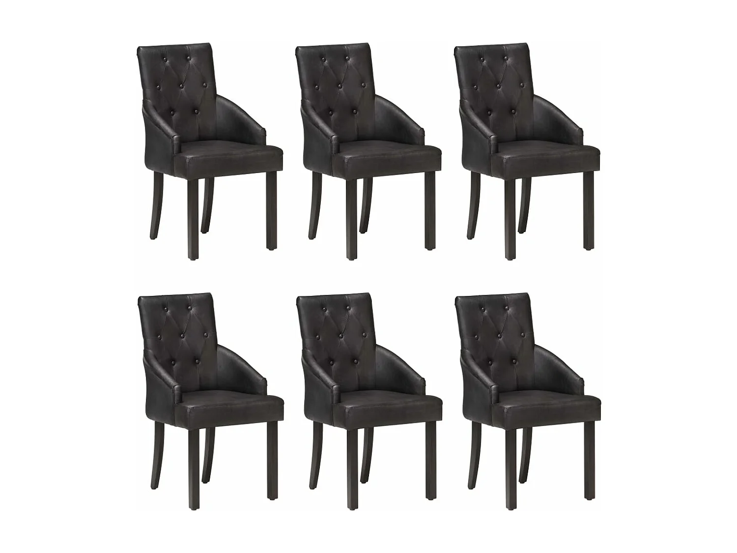 Chaises à manger lot de 6 noir cuir de chèvre véritable
