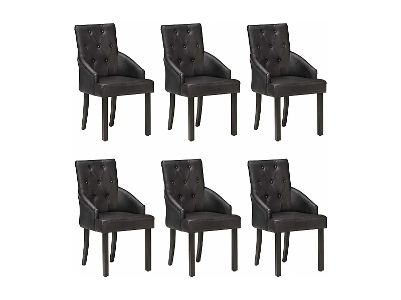 Chaises à manger lot de 6 noir cuir de chèvre véritable