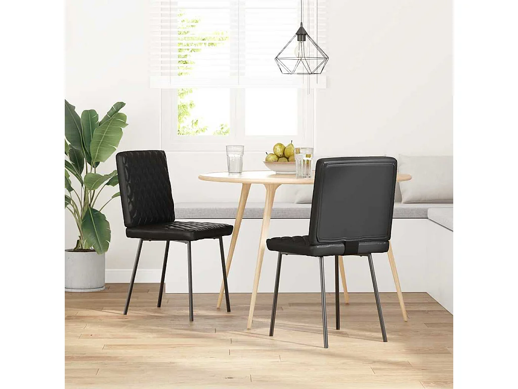 Sillas de comedor 2 unidades cuero sintético negro