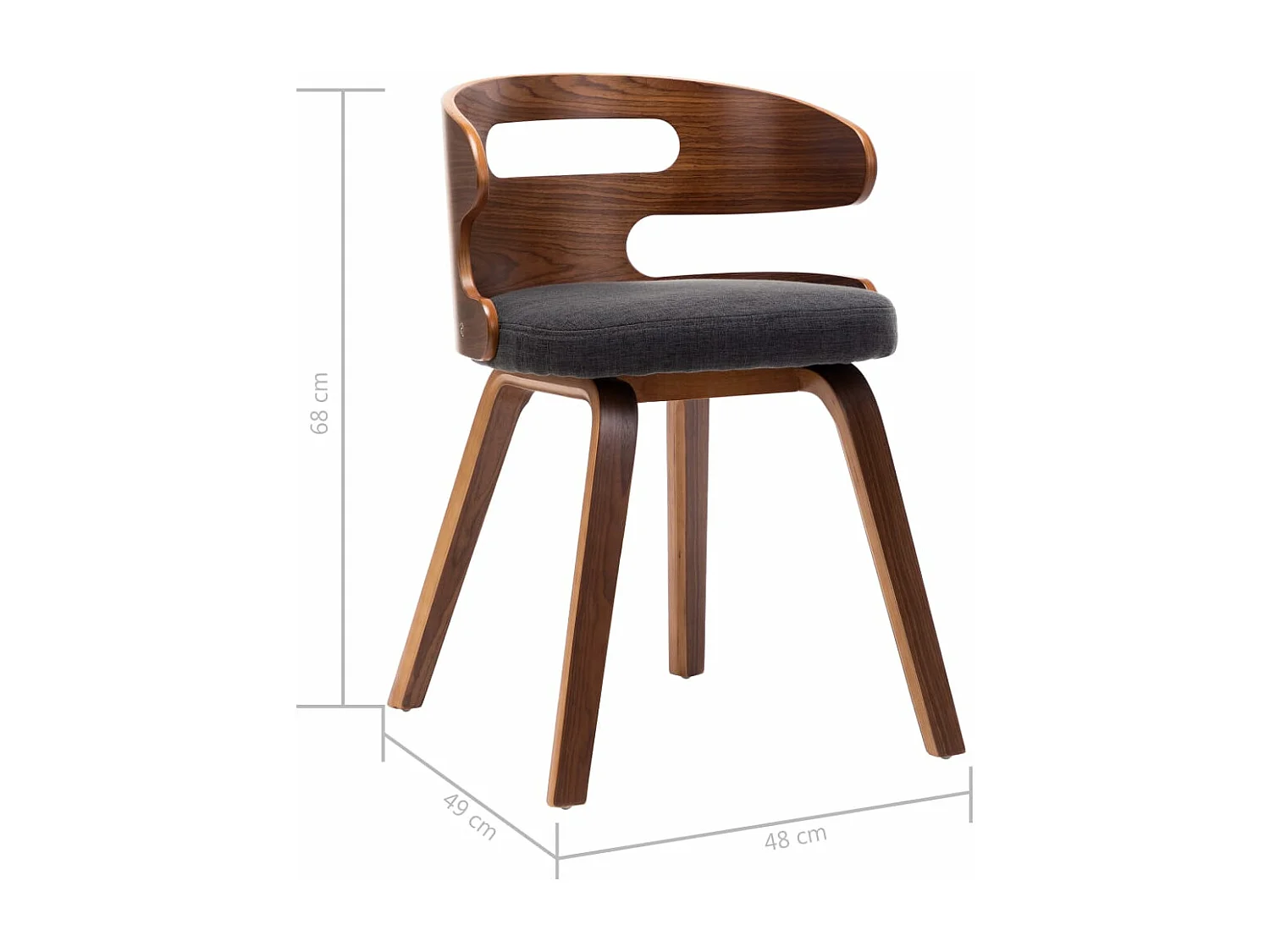 Eetkamerstoelen 6 st gebogen hout en stof donkergrijs