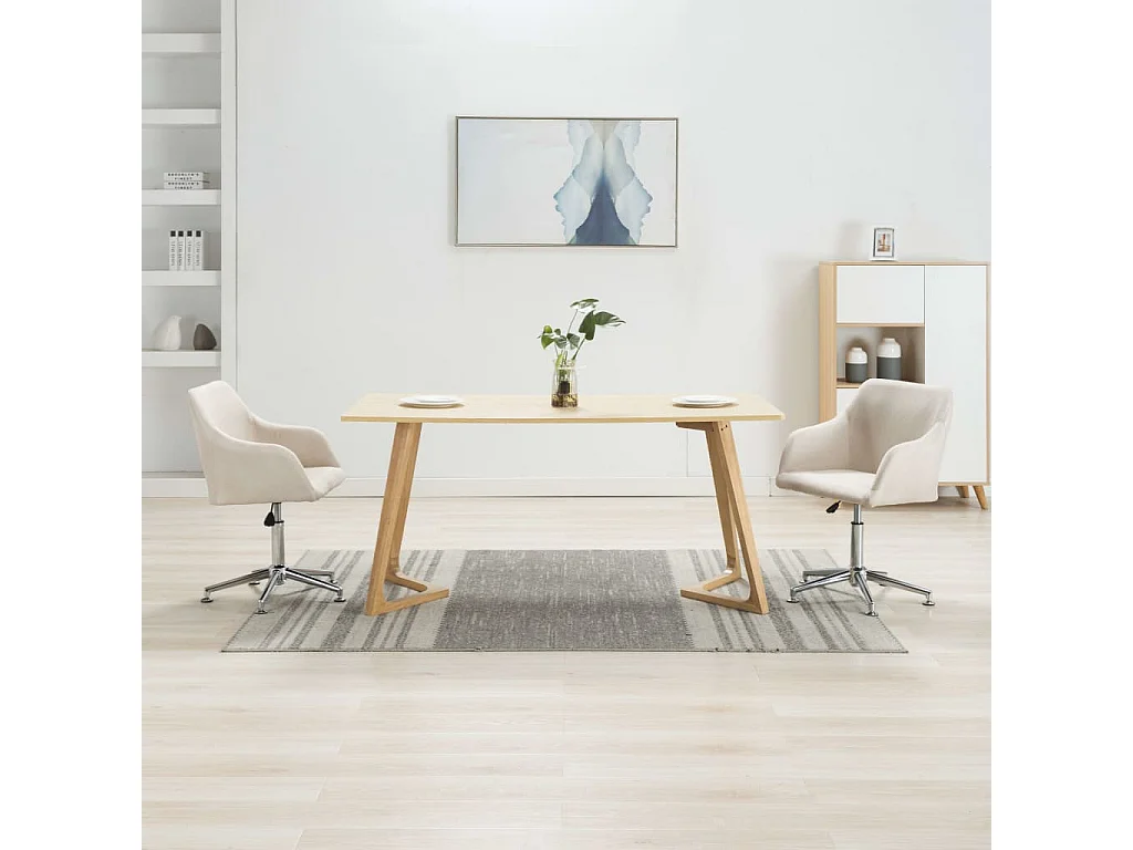 Sillas de comedor giratorias 2 unidades tela color crema
