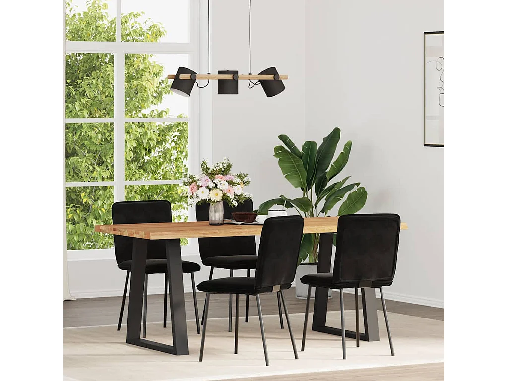 Chaises à manger lot de 4 Noir Velours