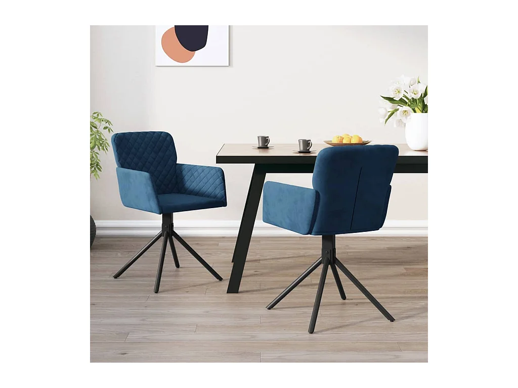 Chaises pivotantes à manger lot de 2 Bleu Velours