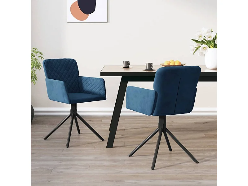 Cadeiras de jantar giratórias 2 peças veludo azul