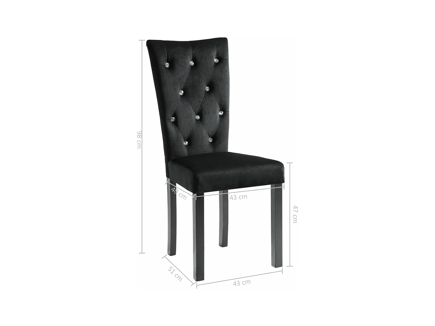 Chaises à manger lot de 4 Noir Velours