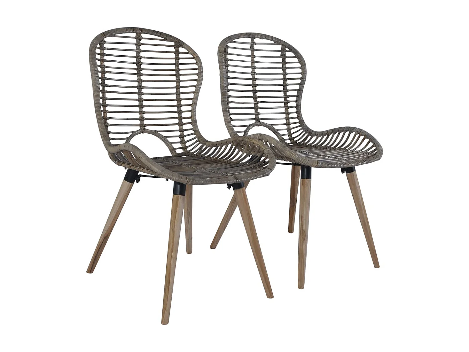 Sillas de comedor 2 unidades ratán natural marrón