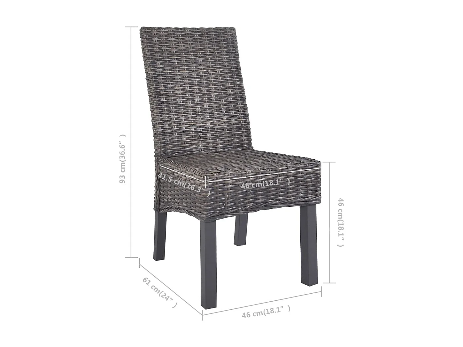 Chaises à manger lot de 6 marron rotin Kubu et bois de manguier