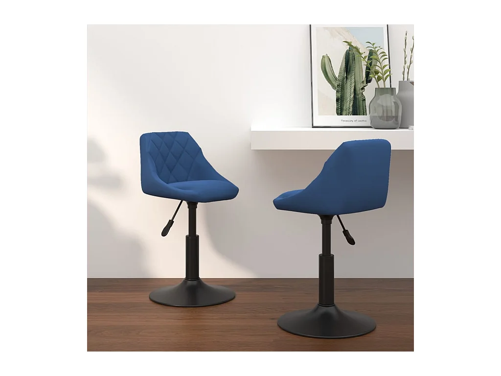 Chaises pivotantes à manger lot de 2 bleu velours