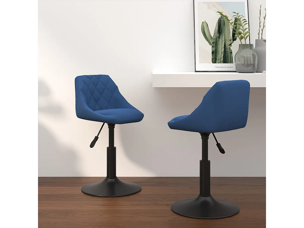 Chaises pivotantes à manger lot de 2 bleu velours