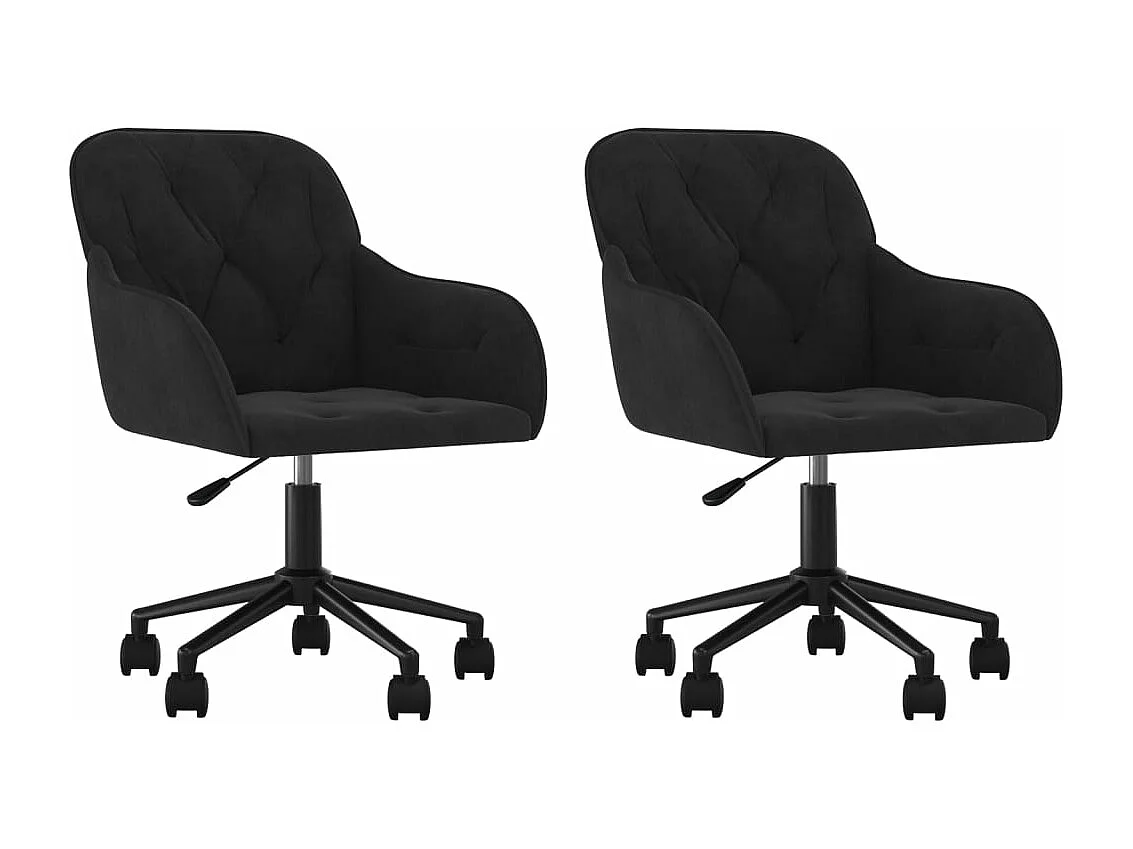 Chaises pivotantes à manger lot de 2 Noir Velours