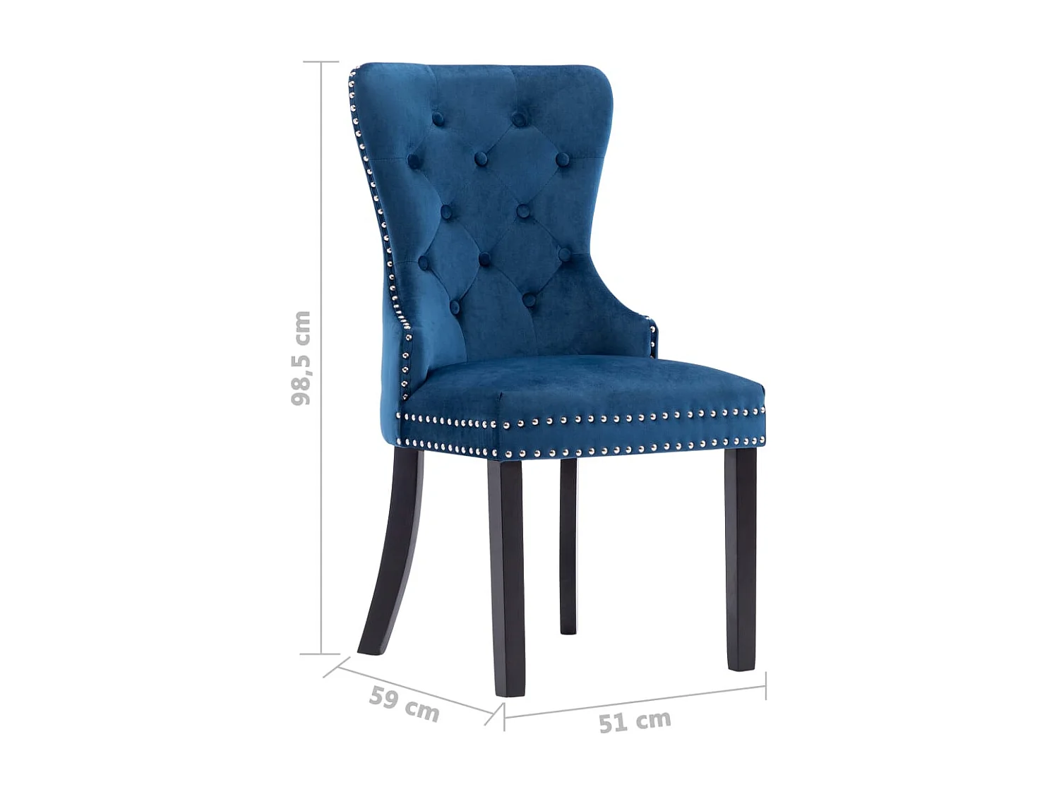 Sillas de comedor 4 unidades terciopelo azul