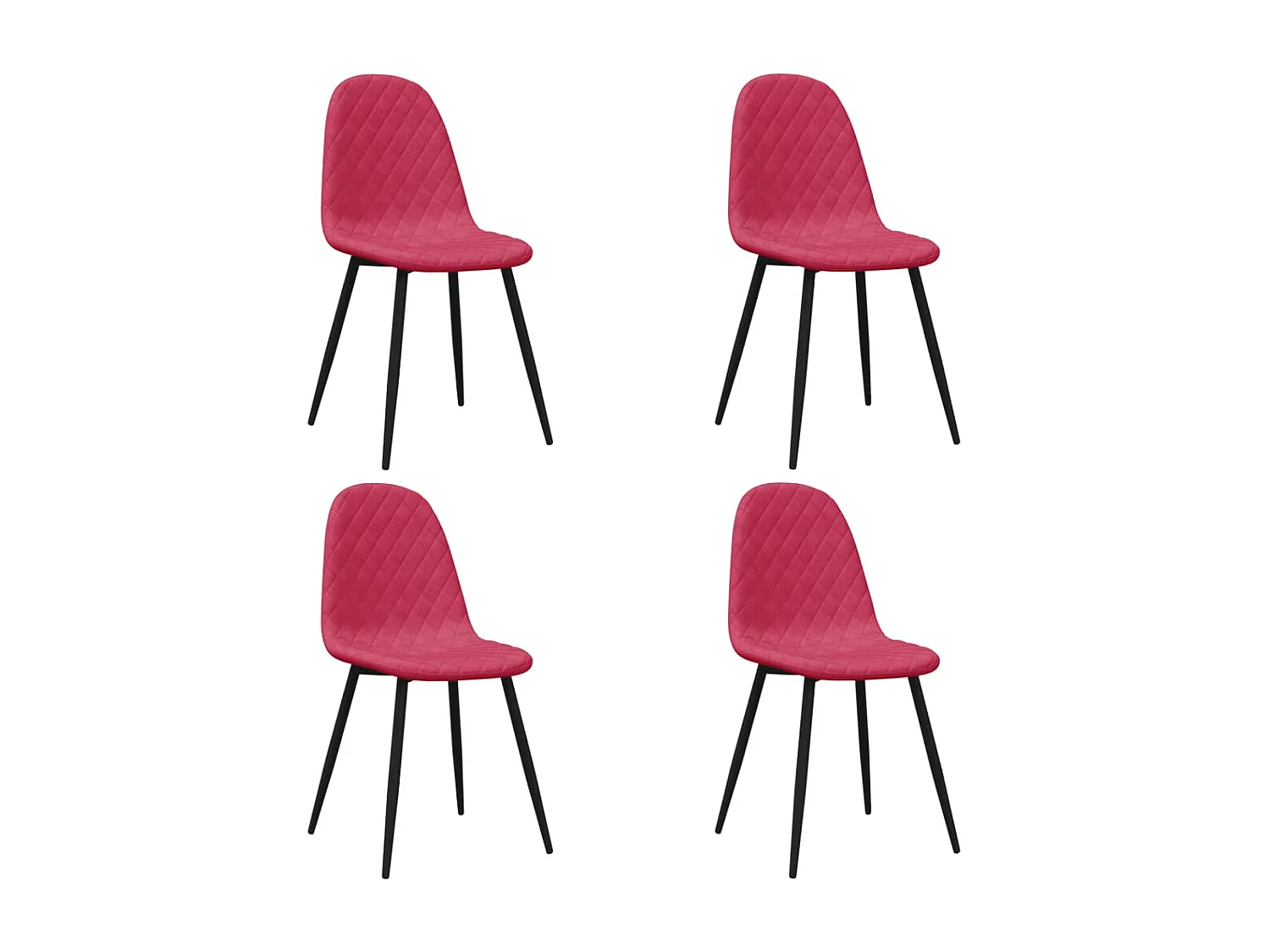 Chaises à manger lot de 4 Rouge bordeaux Velours