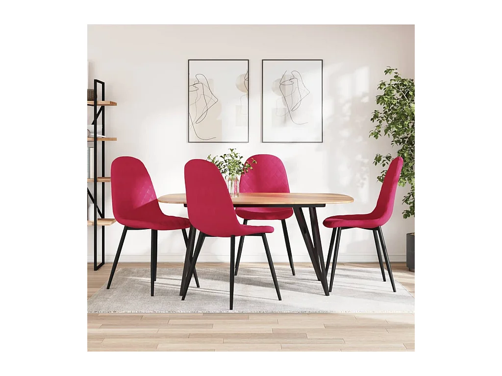 Sillas de comedor 4 unidades terciopelo rojo tinto