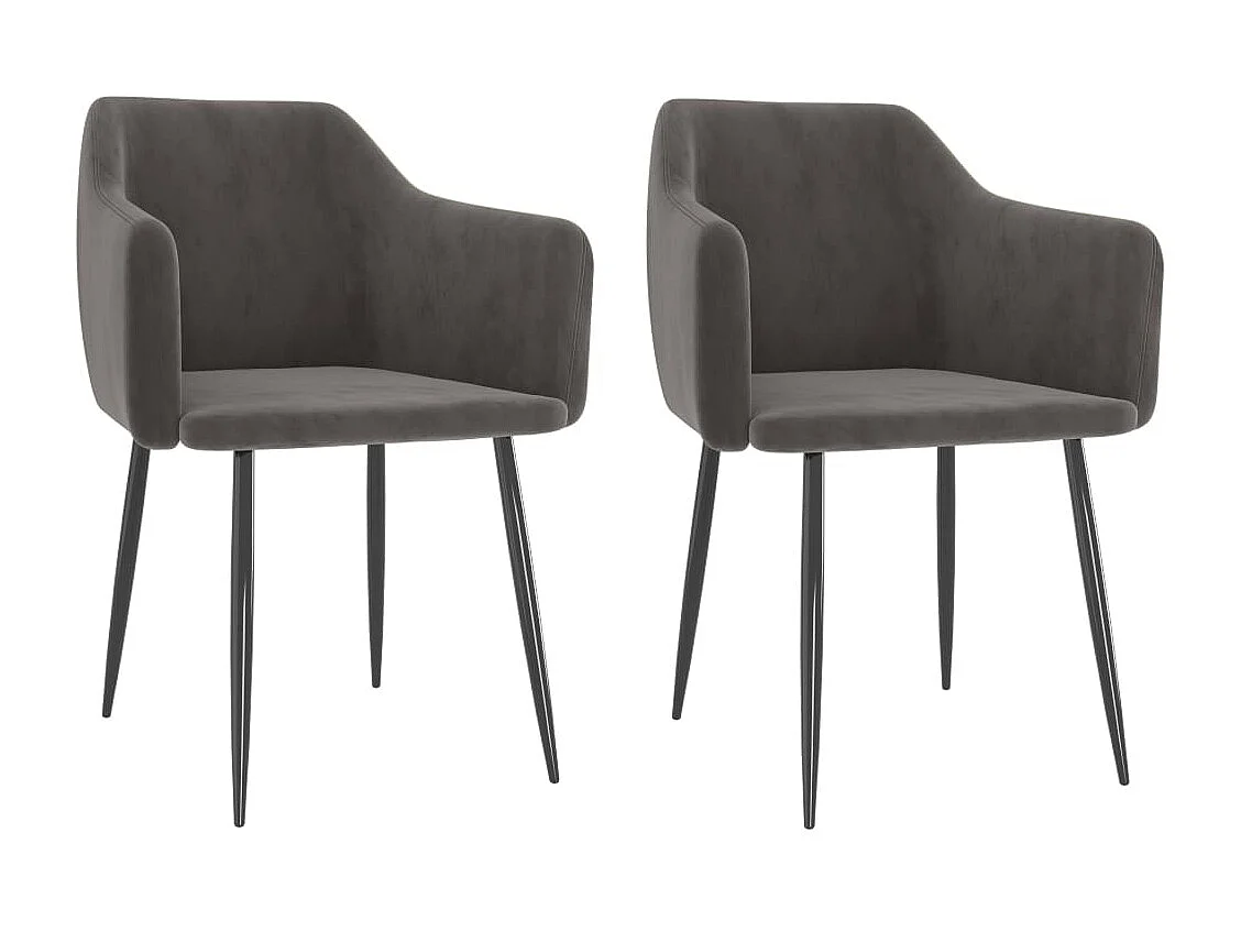Chaises à manger lot de 2 Gris foncé Velours
