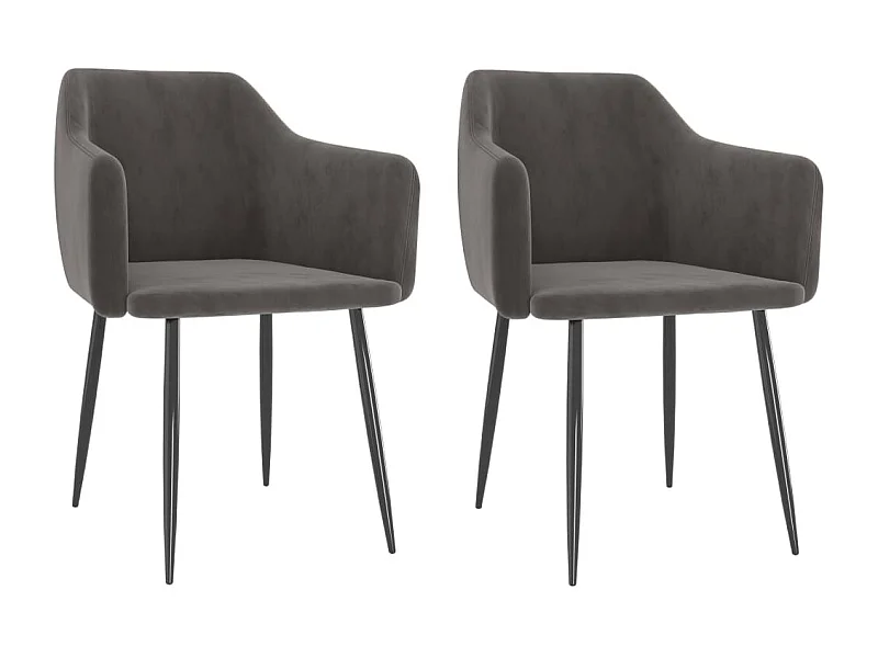 Chaises à manger lot de 2 Gris foncé Velours